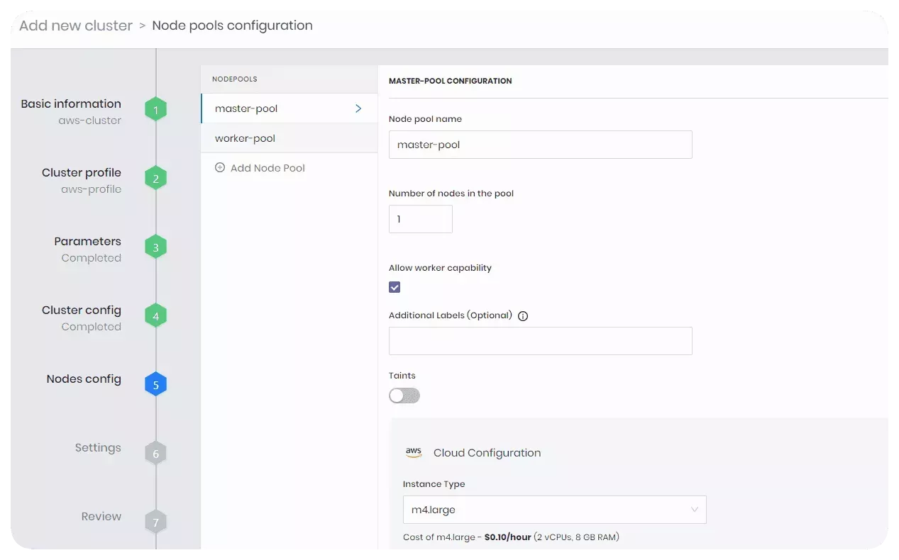 Palette clusters basic information